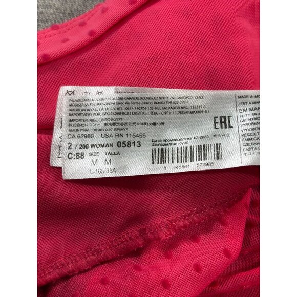 MNG Pink Long-Sleeve Textured Mesh Top Size M - Picture 9 of 13